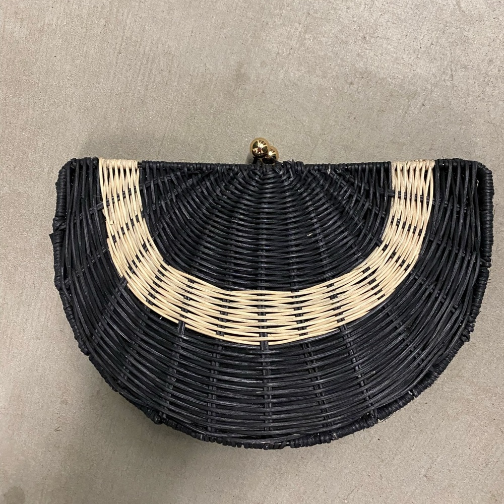 Tabitha Brown Clasp closure rattan purse